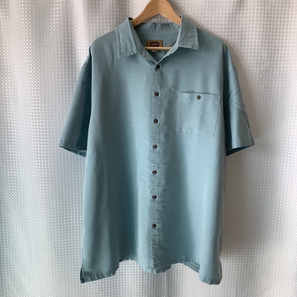 The Foundry Supply Co 2XLT Light Blue Short Sleeve Button Down Shirt